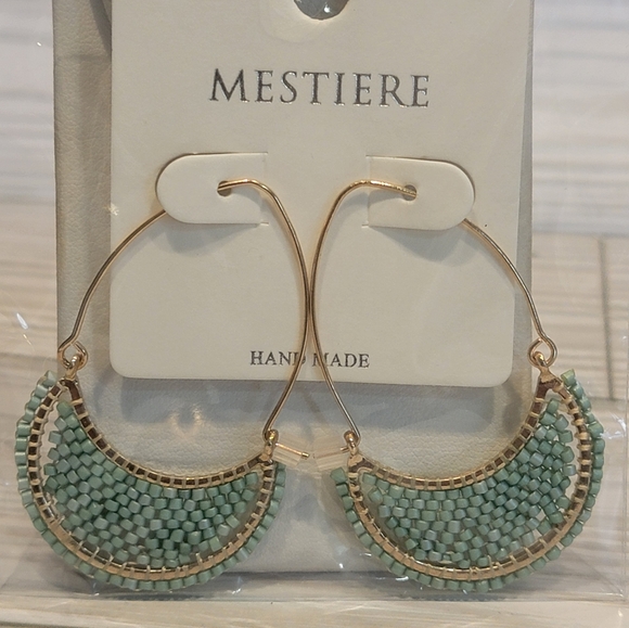 Mestiere Jewelry - Gold-tone & Teal Hoop Pierced Earrings